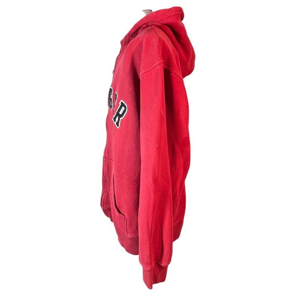 Tommy Hilfiger Red Hoodie sweatshirt Jacket Large full Zip spell Out men vTG Y2K - Picture 3 of 9